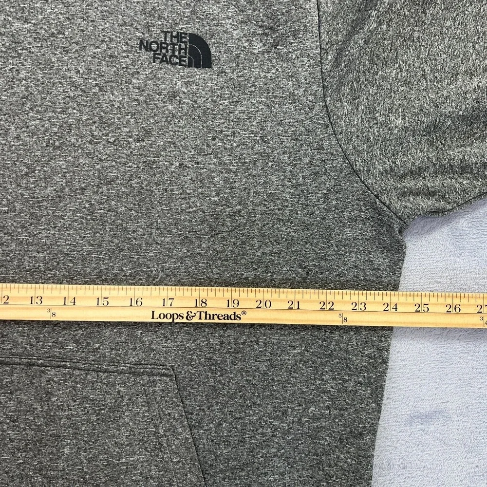 The North Face Drew Peak Hoodie Sweatshirt Mens Large Gray Log‎ Arm Print Casual